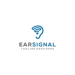 Modern Creative Ear signal sign Concept Logo Design Template