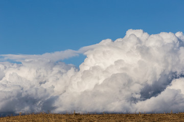 Close view of some fluffy, big clouds