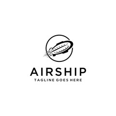 Creative modern simple airship with circle logo design template