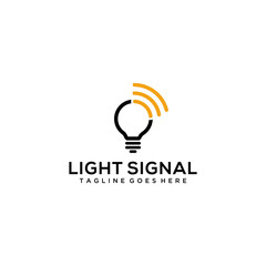 Creative modern minimalist light bulb with signal sign logo design Vector