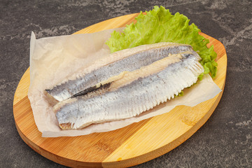 Herring fillet with salad leaves