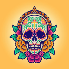 vector; halloween; mexican; celebration; mexico; skull; festival; cinco; muertos; dead; mayo; day; party; pattern; flower; death; culture; holiday; sugar; illustration; calavera; banner; poster; decor