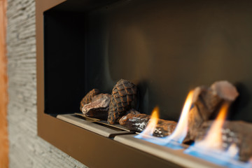 Modern fireplace.