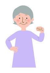 ガッツポーズをするおばあちゃんのベクターイラスト