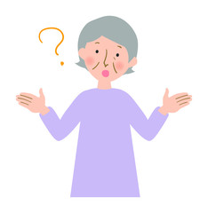 両手を広げて疑問に思うおばあちゃんのベクターイラスト