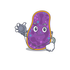 Shigella sp. bacteria in doctor cartoon character with tools