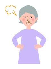頭に血が上って怒るおばあちゃんのベクターイラスト