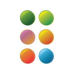 Glossy colorful labels or tags, Circle sticker, modern gradient color, design set, round icons