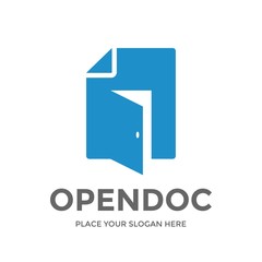 Open Document vector logo template with sheet symbol. This design suitable for file, job, office business.