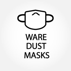 Safety sign, Wear dust mask.Medical mask icon isolated.Safety breathing masks.