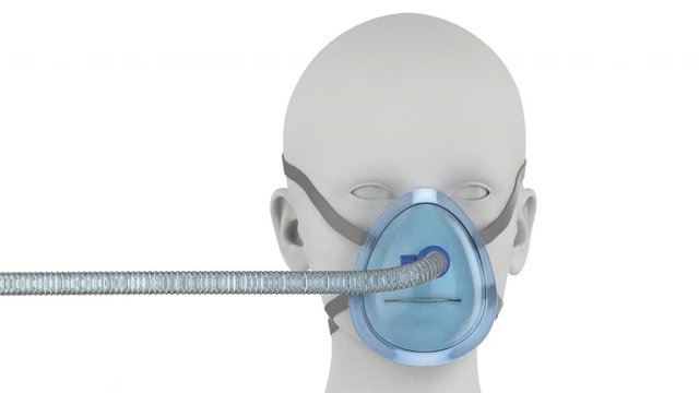 3d rendering patient dummy with ventilation mask isolated on white