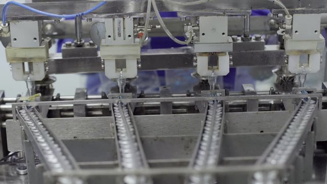 PVC packaging line at a medical solution factory selective focus medical industry