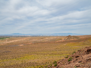 High angle view of the strip skyline from Las Vegas Wash trail