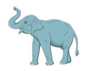 Hand drawn vector image of Asian Elephant on white background