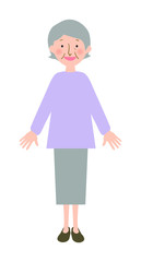 笑顔のおばあちゃん全身ベクターイラスト