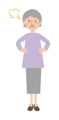 頭に血が上って怒るおばあちゃんの全身ベクターイラスト