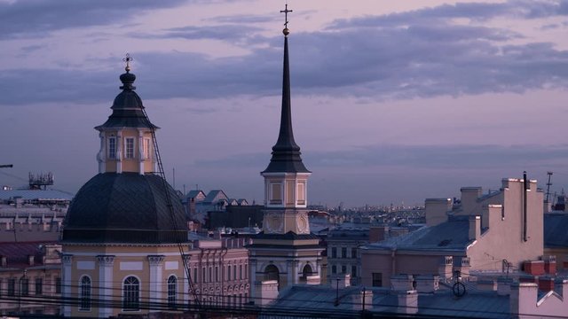 Roofs and spiers of houses of St. Petersburg.