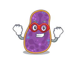 A cartoon character of shigella sp. bacteria performed as a Super hero