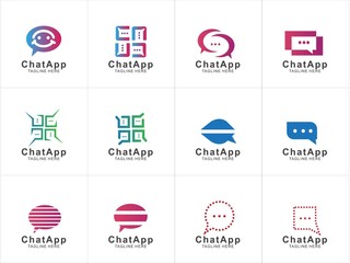 set of chat app logo design