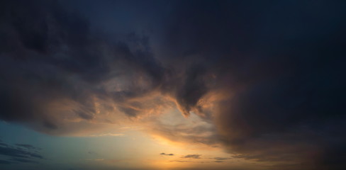 Dramatic Clouds on Sunset in Ukraine