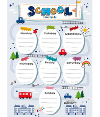 School timetable doodle illustration vector