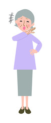 高飛車に笑うおばあちゃんの全身ベクターイラスト