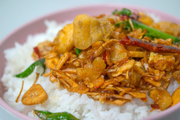 Herbal chilli, spicy hot on rice, is a Thai style food