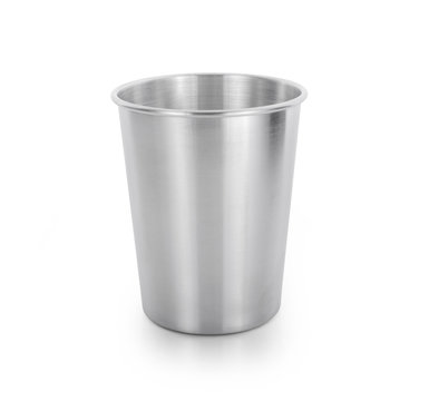 Stainless steel cup isolated on white background