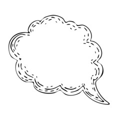 An empty drawn text cloud. Doodle element for a design, phrase, text or question.
