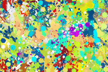Abstract art oil drops and brush strokes. Multi-colored creative background. Design for fabrics, products. Seamless pattern.