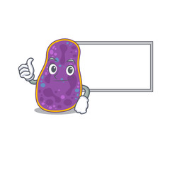 Humorous shigella sp. bacteria cartoon design Thumbs up bring a white board