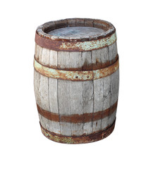 Old barrel isolated on white background