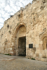 Fototapeta na wymiar The Zion Gate, one of eight Gates of the Old City of Jerusalem, Israel