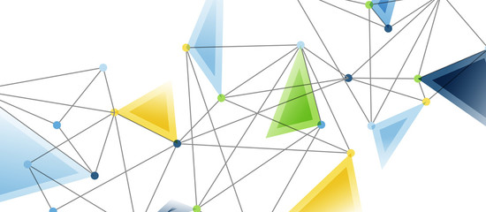 Line points connections, triangular technology design. Abstract geometric background