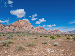 Sunny view of the beautiful Bridge Mountain in Red Rock Canyon area