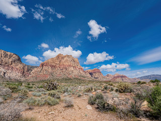 Sunny view of the beautiful Bridge Mountain in Red Rock Canyon area