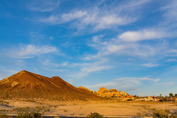 Sunset view of a beautiful building in Calico Ridge area