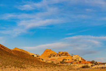 Sunset view of a beautiful building in Calico Ridge area
