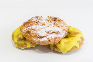 Rosquillas de San Isidro or Rosquillas del Santo, typical dessert of Madrid called, silly, ready, almond.