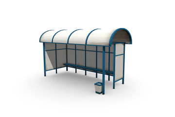 3D rendering of a bus stop on a white background