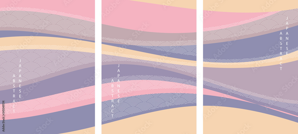 Wall mural oriental japanese style abstract pattern background design geometry wave move