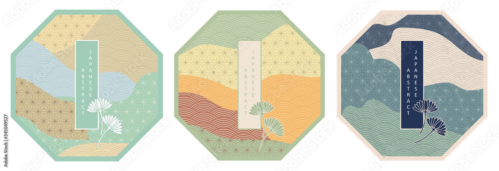 Wall mural oriental japanese style abstract pattern background design geometry wave move polygon banner