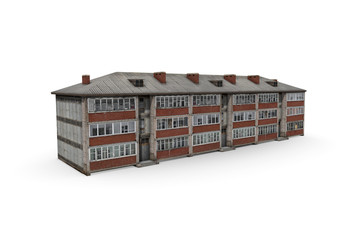 3D rendering of a residential building. Apartment house on a white 