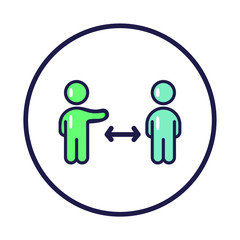 Social distance icon. Quarantine sign. Flat design