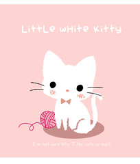 Little white kitty cartoon illustration