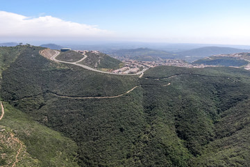 Aerial view of Double Peak Park in San Marcos. 200 acre park featuring a play area and hiking...