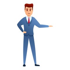 Welcome businessman icon. Cartoon of welcome businessman vector icon for web design isolated on white background