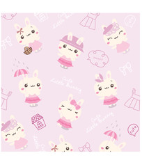 cute little bunny pattern vector set