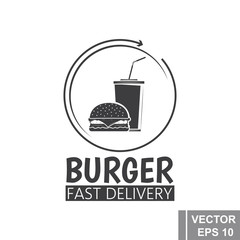 burger icon. Fast food. Isolated object. Food concept.