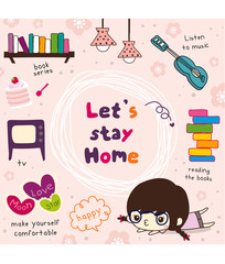stay home doodle illustration vector